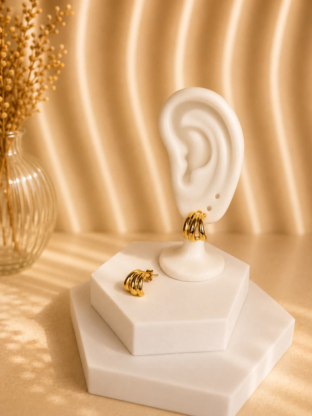 Pendientes Triple Aro Dorado