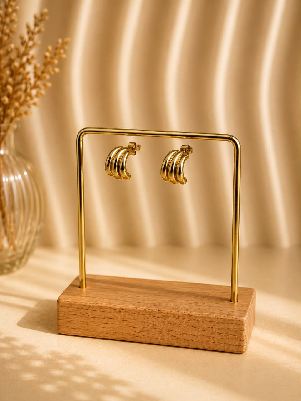 Pendientes Triple Aro Dorado