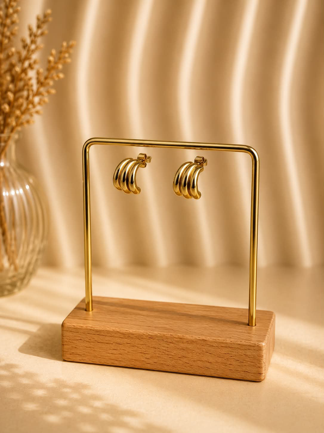 Pendientes Triple Aro Dorado