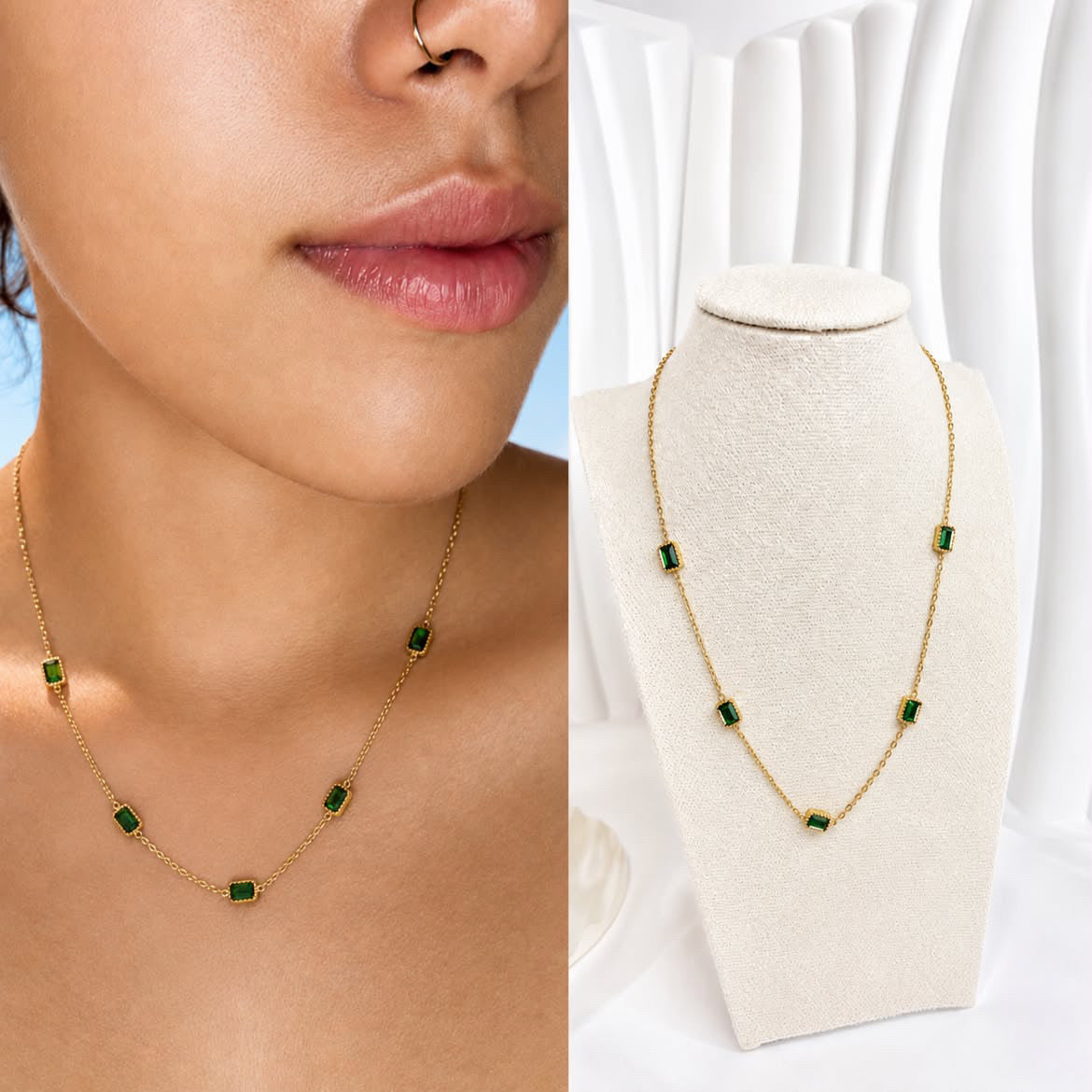 Collar Esmeralda Dorada